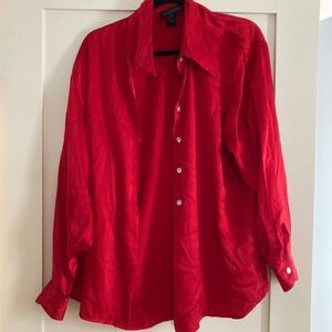 Red Silk Button Down Limited